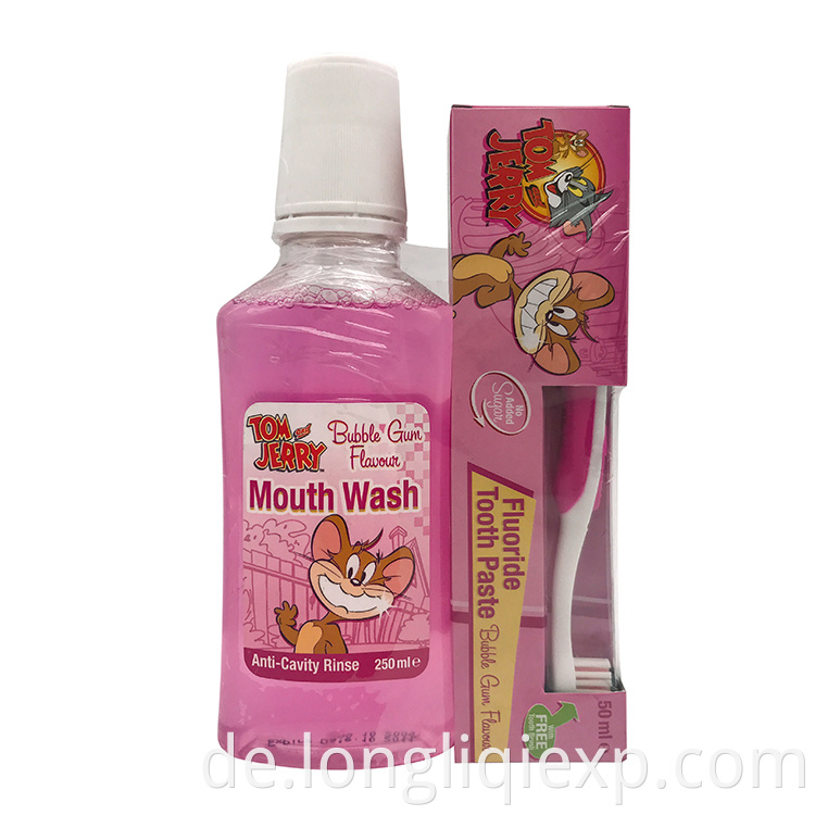Fluorid Zahnpasta Anti-Kavitätenspülung Kinderreinigungs-Mundspülset mit Zahnbürste
